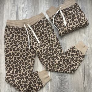 Amazon Essentials Joggers Brown Leopard Cheetah Print Women XS lot of 2